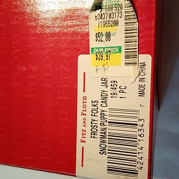 Fitz & Floyd Classics Frosty Folks Snowman Puppy Candy Jar - Picture 12 of 12